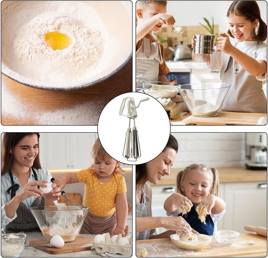 Handslinger Mixer - Eierklopper Garde - Beslag Kloppen - Dubbele Mengkoppen - 20cm Lengte - Wit — afbeelding 4