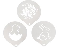 Koffie Patronen - Melkschuim Sjabloon - Decoratie Maken - Roestvrij Staal - 10x8.2 cm - Zilver