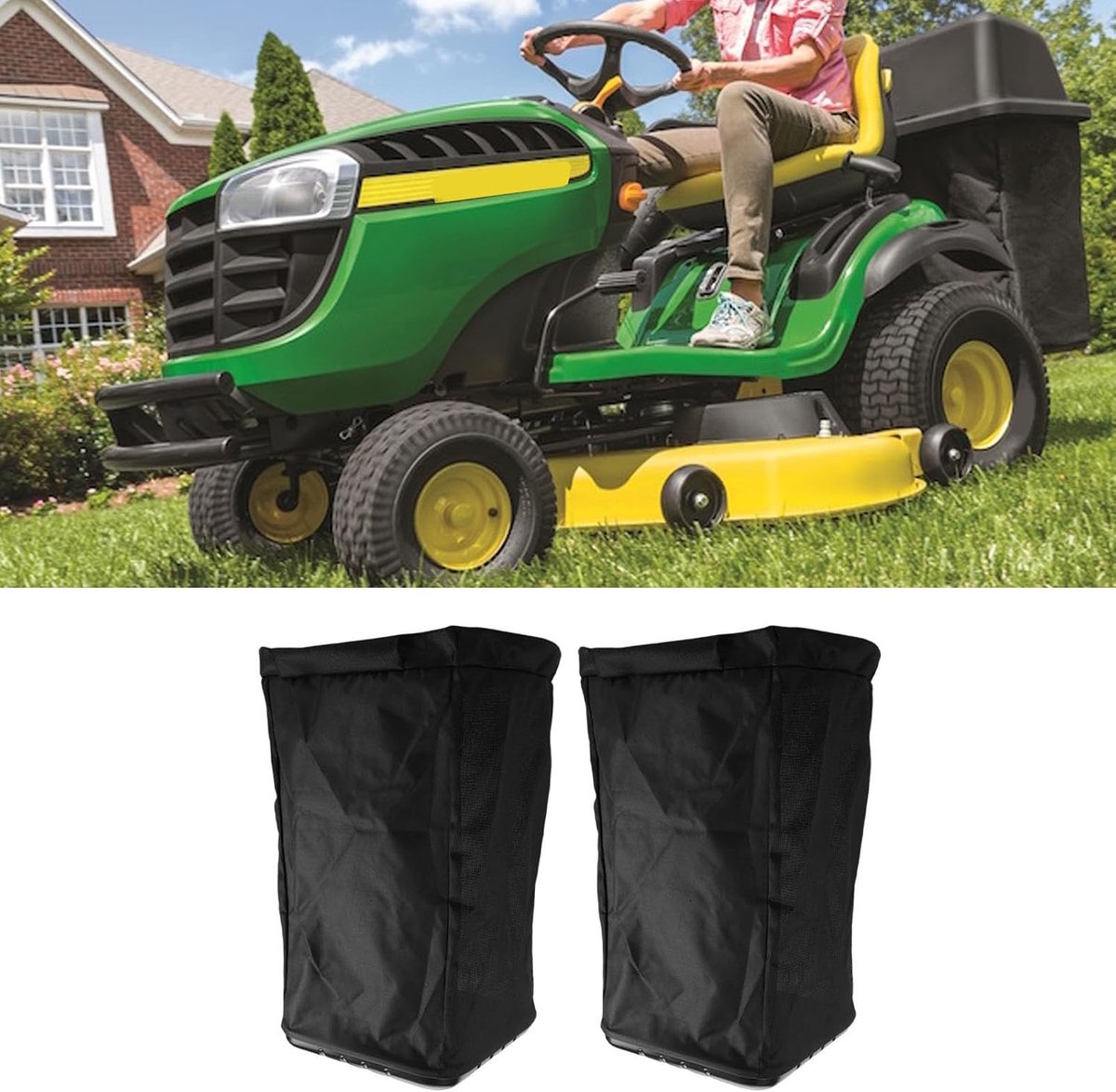 Graszakken Vervangend - Opvangzakken Gazon - Gras Opvangen - Harde Bodem - 2 Stuks 60 Liter - Zwart