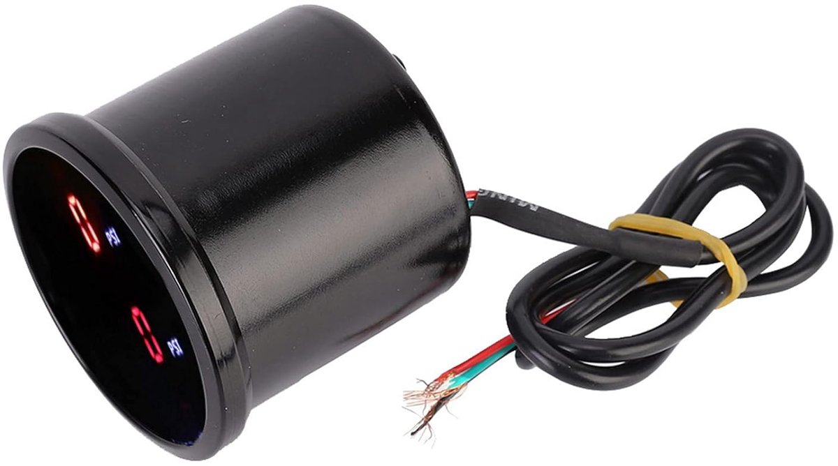 Luchtdrukmeter Auto - PSI Meter - Dashboard Verbetering - Dubbel Digitaal Display - 52 Mm - Zilver