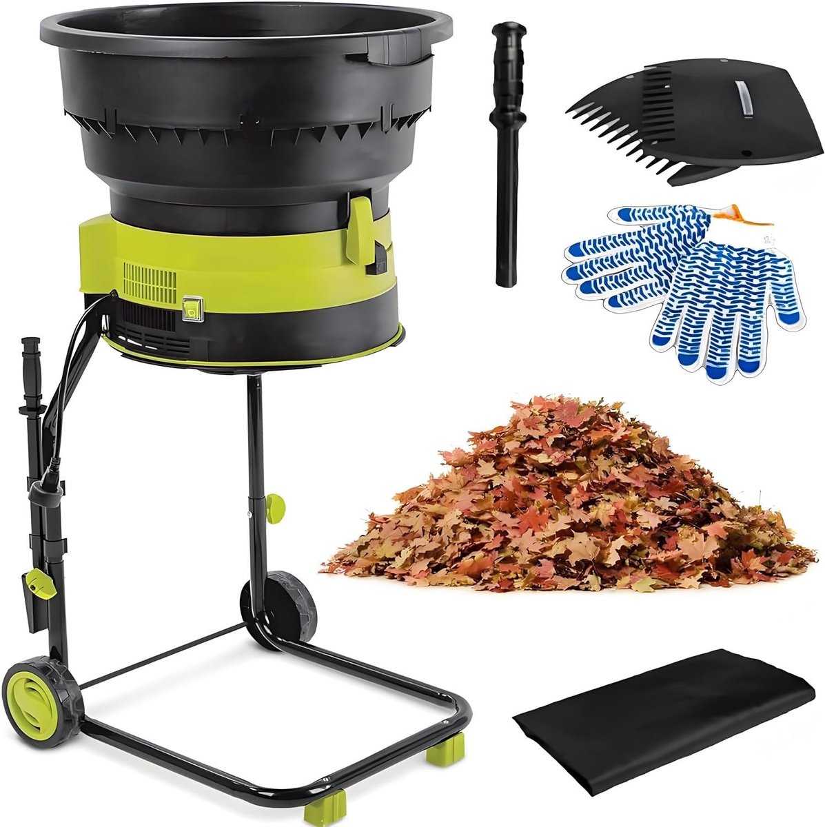 Tuinafvalbreker Elektrisch - Compostmulcher Bladbreker - Tuinafval Verwerken - Mesloze Technologie - 8000 Tpm - Zwart