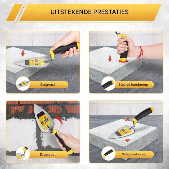 Metselwerkgereedschap set - Morteltroffels - Reparaties uitvoeren - Ergonomische grip - 3 stuks - Niet gespecificeerd — afbeelding 5