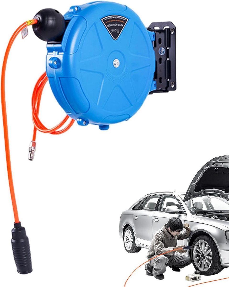 Luchtslanghaspel - Intrekbare Haspel - Werkplaats Organisatie - 180 Graden Draaibaar - 10 Meter - Blauw