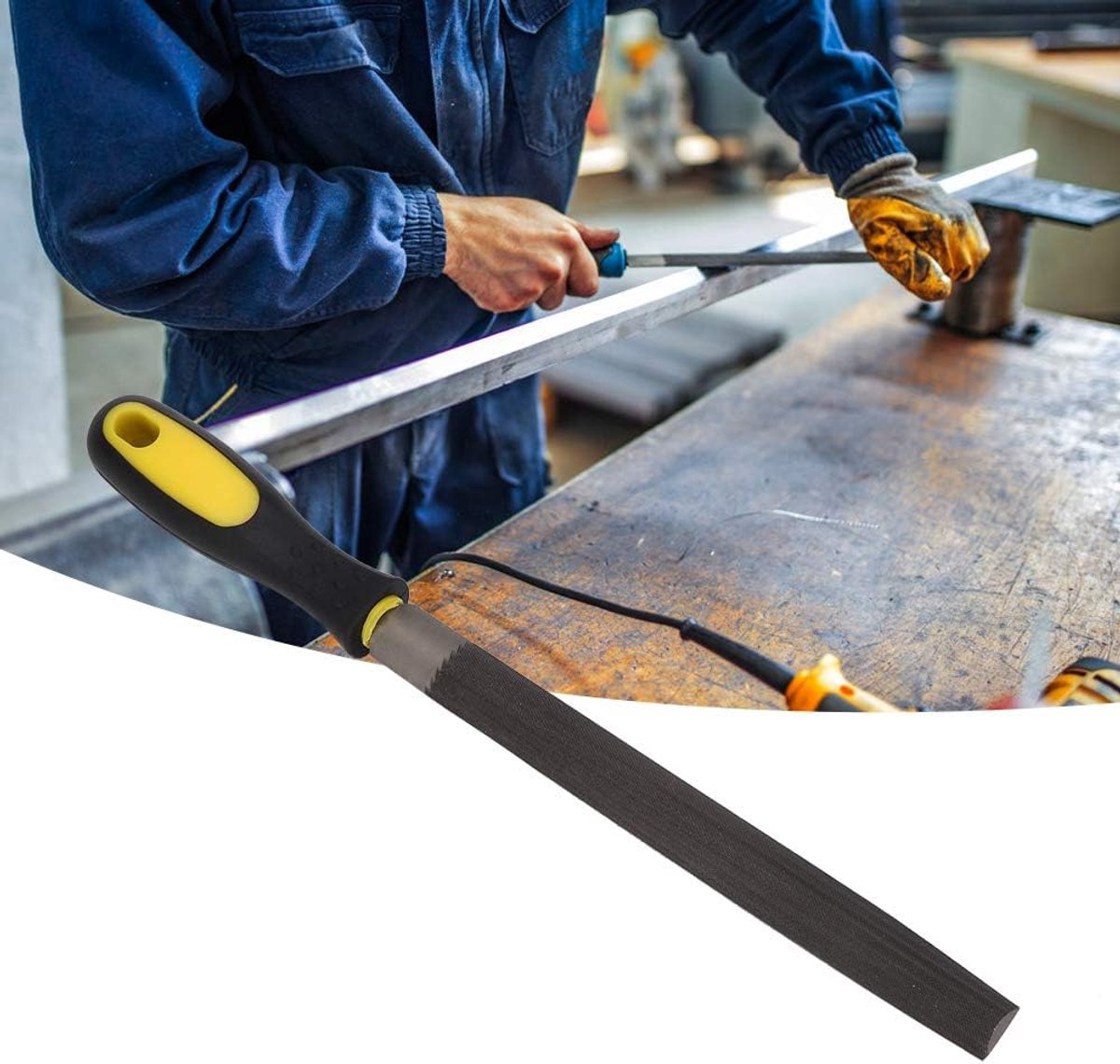 Halve Ronde Vijl - Metaalvijl Houtvijl - Metaal Bewerken - Ergonomische Antislipgrip - 200 mm Werklengte - Zwart