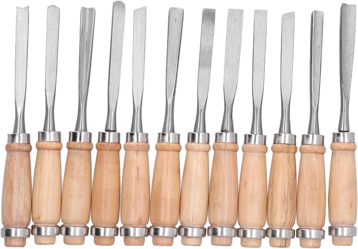 Houtdraaibeitels Set - Graveergereedschap - Houtbewerking - 12 Verschillende Vormen - 8 Inch Lengte - Niet Gespecificeerd