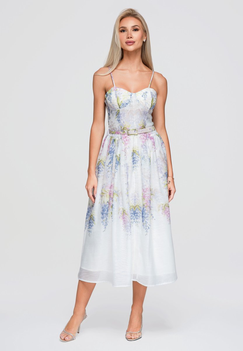OMBRE Jurk - linnen - rits - gebloemd Wit L