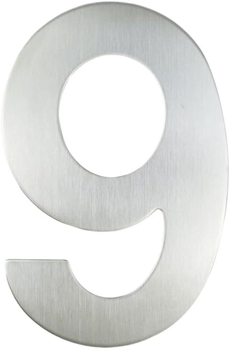 Metalen Huisnummer - Nummerplaat Zilver - Adres Aanduiding - Roestvrij Staal - 20cm Hoog - Zilver