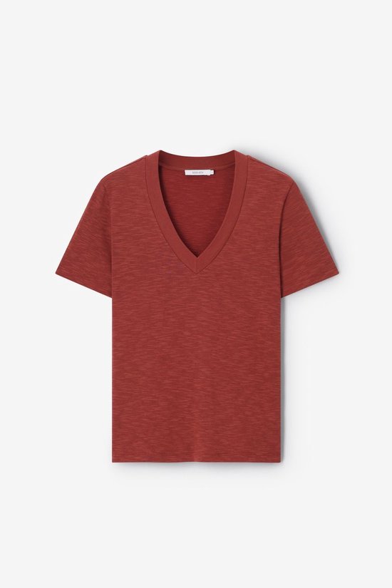 Donkerrood V-hals T-shirt