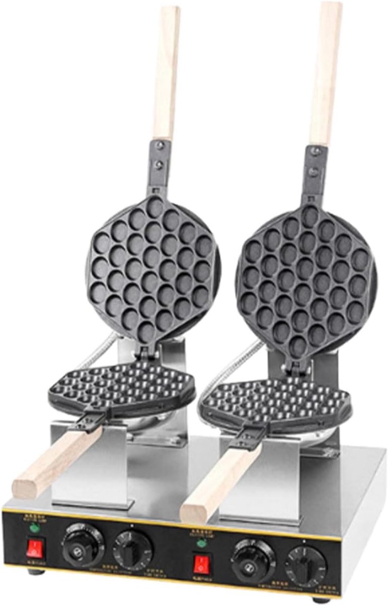 Bubble Wafelmaker Dubbel - Wafelijzer Eggettes - Street Food Bakken - Dubbele Kop Roterend
