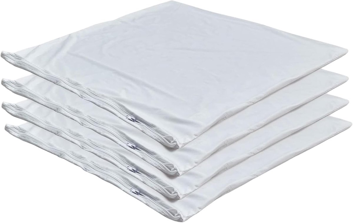 Kussen Beschermers - Kussensloop Waterdicht - Bescherming Beddengoed - Vederbestendig en Waterdicht - Standaardformaat 4 Pack - Wit