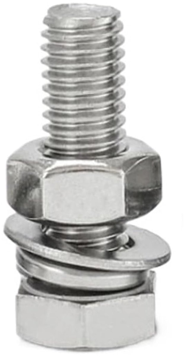 Schroef Moer Set - Bevestigingsmaterialen - Klus Benodigdheden - Roestvrij Staal - M16 140mm - Zilver