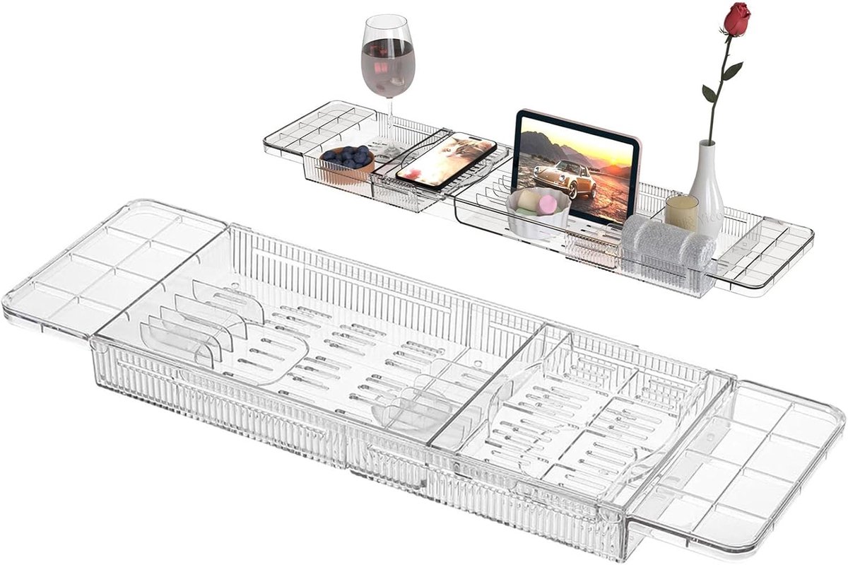 Badbak Uitschuifbaar - Bad Plank - Ontspannen Baden - Verstelbaar Ontwerp - Tot 81 cm - Transparant
