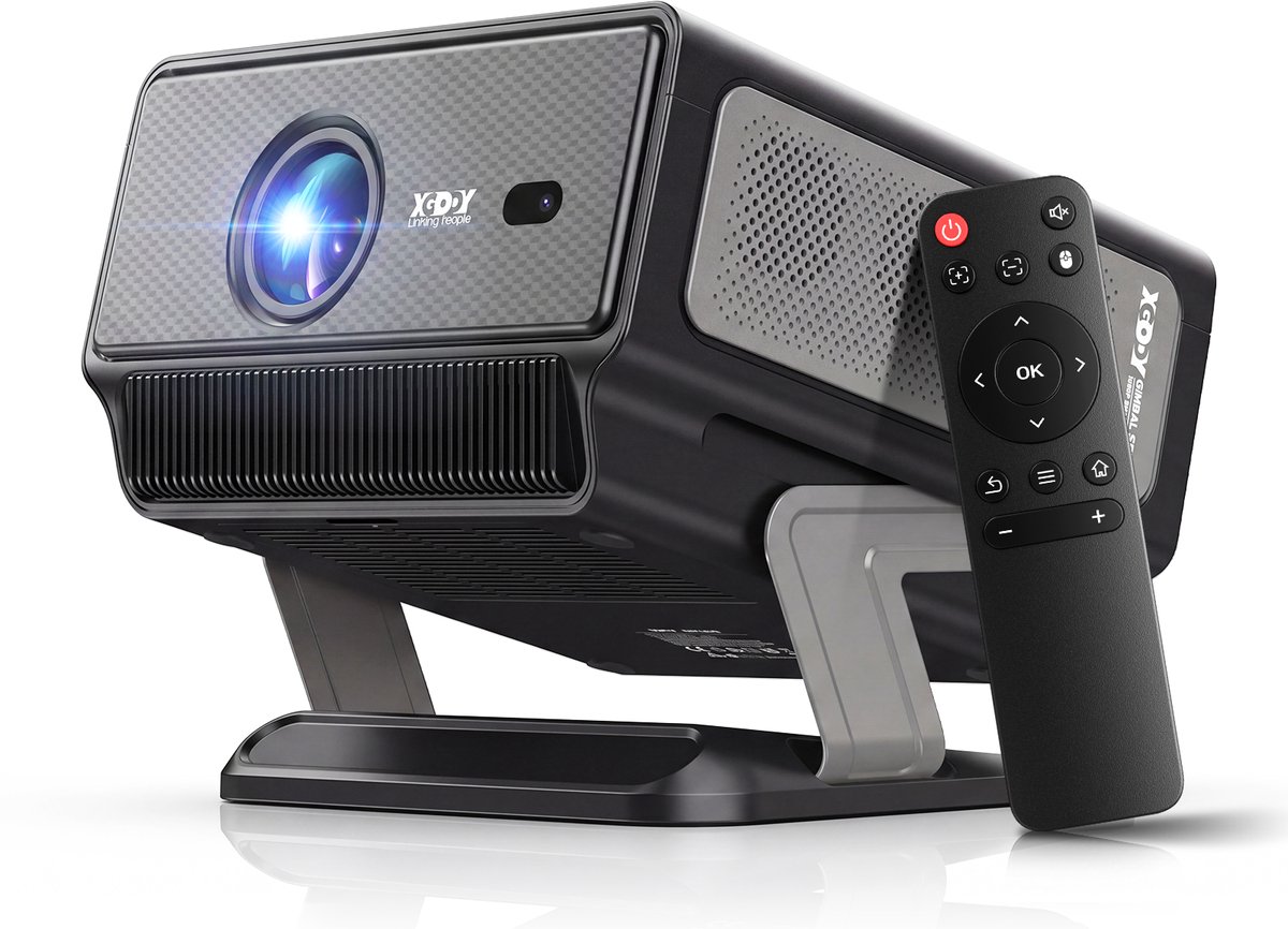 XGODY Gimbal A8 Smart Beamer Editie 2026 - 1200 ANSI – Full HD 1080p (4K ondersteund) - Draagbare Beamer met Wifi 6 & Bluetooth 5.4 - Android 14 & IOS - YouTube, Netflix & Disney - Ingebouwde Speakers & Home Cinema Projector
