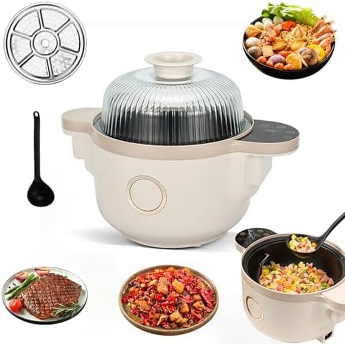 Automatische Kookmachine Slimme Keukenrobot Eenvoudig Koken 360° Rotatie 3.5L Capaciteit Wit