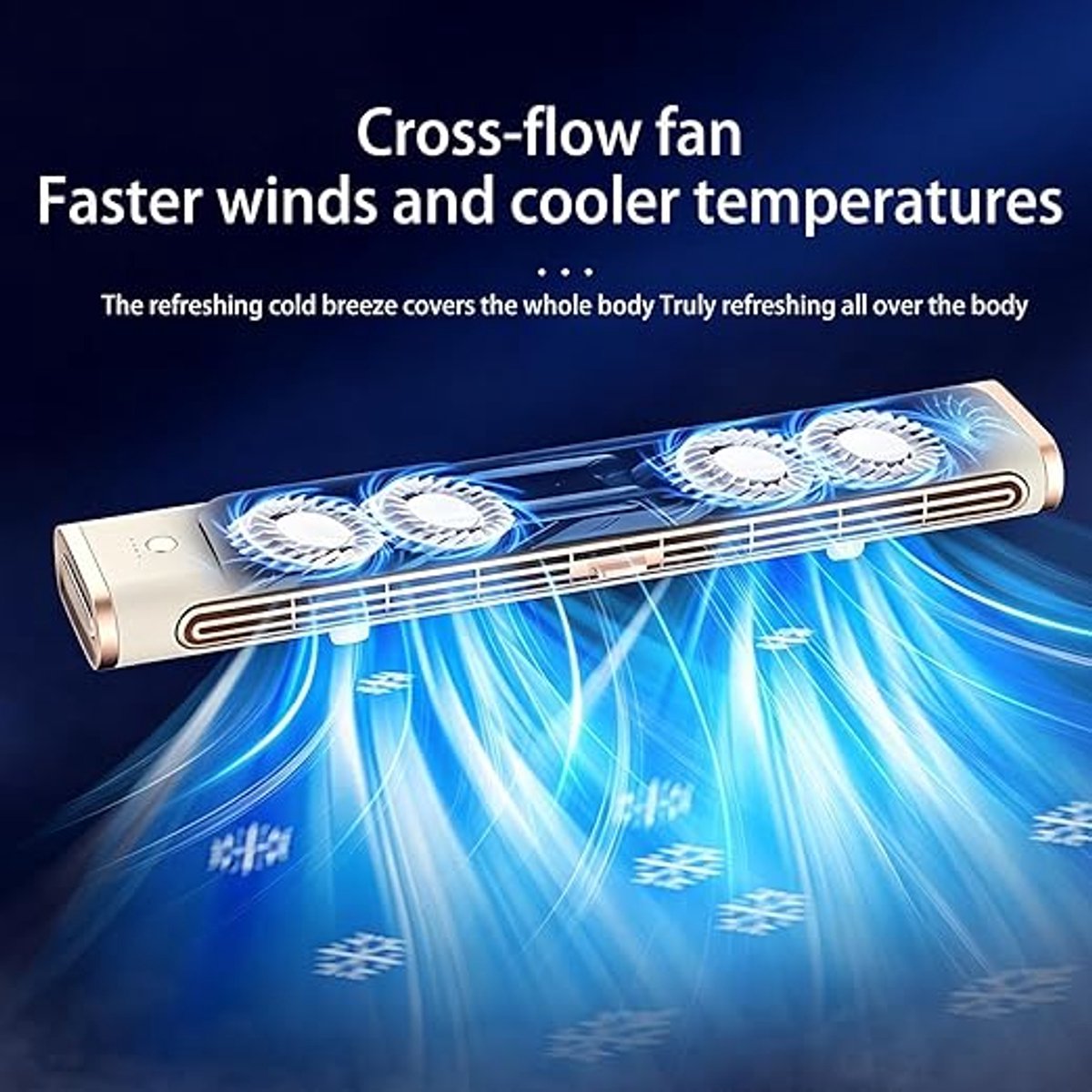 CHEN LONG SARL Staande torenventilator USB oplaadbaar, multifunctionele bladloze bureauventilator voor scherm, muur en tafel, stille ventilator voor slaapkamer kantoor studentenkamer, verstelbare luchtuitlaat, grote luchtvolume, crème roségoud design thumbnail 6