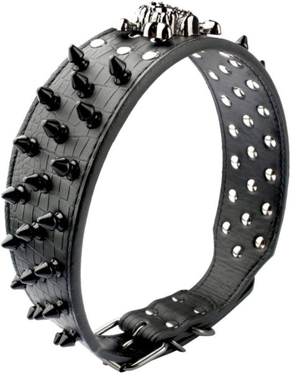 OmGoods - Dailygoody - Stijlvol Leren Hondenhalsband - Scherpe Punten - 2 Inch