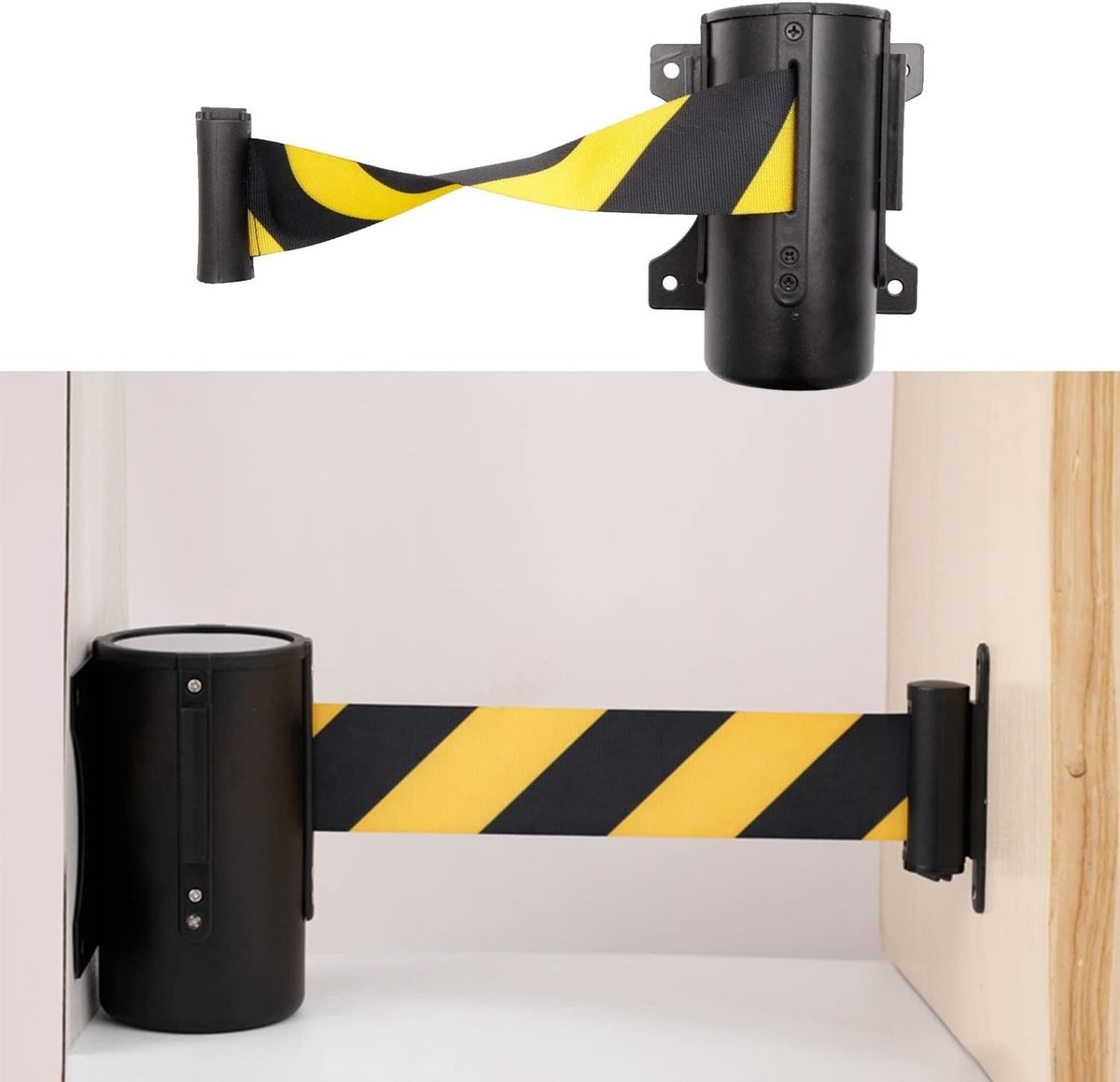 Afzetband Wandmontage - Intrekbare lint - Veiligheid creëren - Abs-behuizing stevig - 5 meter lengte - Zwart Geel