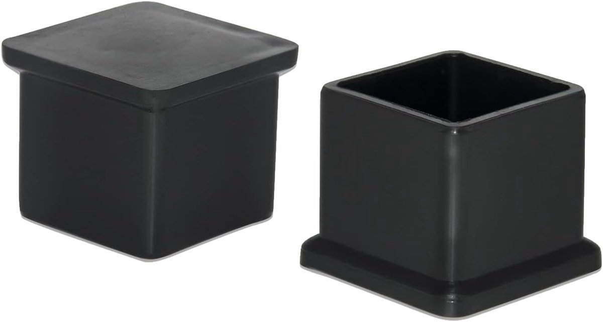 Vierkante Stoelpootdoppen PVC Zwart voor Tafels en Meubels 22x22mm