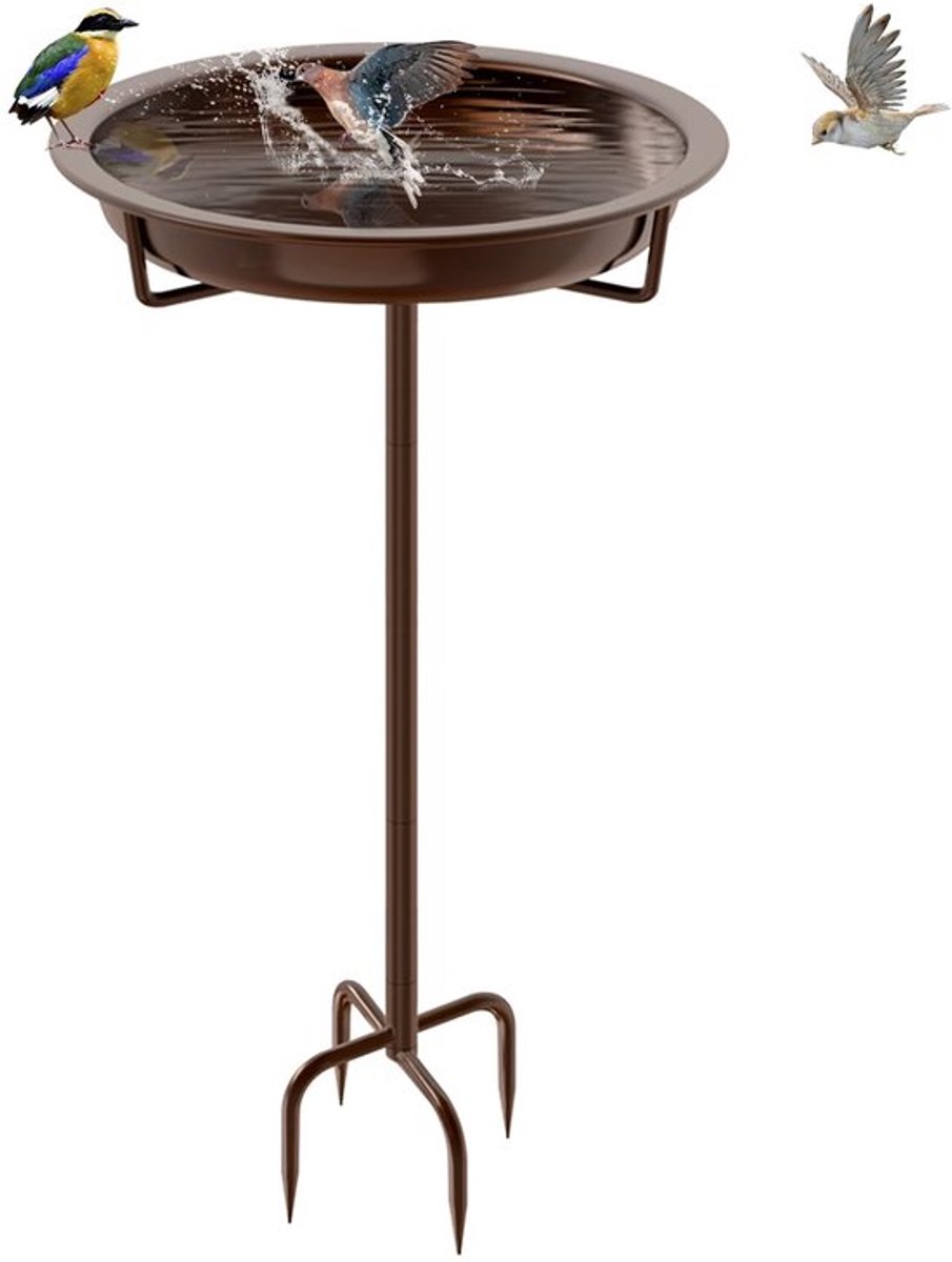Allecto - Vogelbad Voor Buiten - Tuin Decoratie - Bruin - Metalen Vogelvoeder