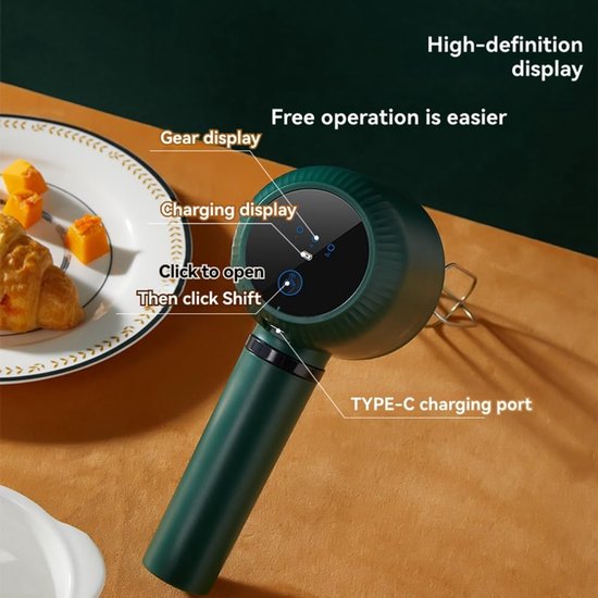 Elektrische Eierklopper - Handmixer Roomklopper - Beslag Maken - Turbine Roestvrij Staal - 354 Gram - Wit — afbeelding 2