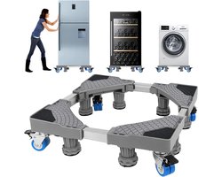 Wasmachine Onderstel - Onderstel - Wasmachine Verhoger - met 4 Wielen - Draagkracht 200KG - Verstelbare - Antislip en Schokbestendig - Grijs