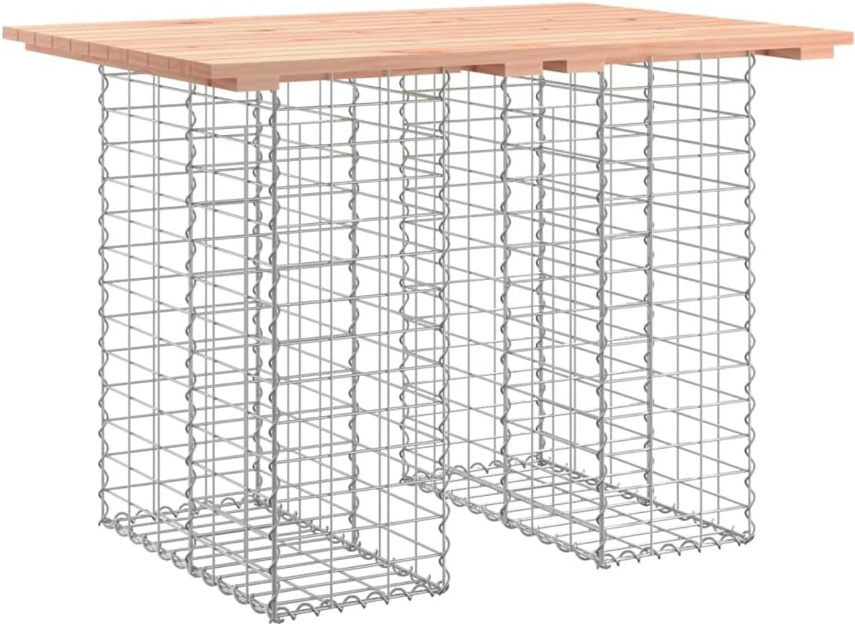 Tuintafel Massief Hout - Terrastafel Douglas - Buiten Zitten - Schanskorf Onderstel - 100x70x72 cm - Natuurlijk