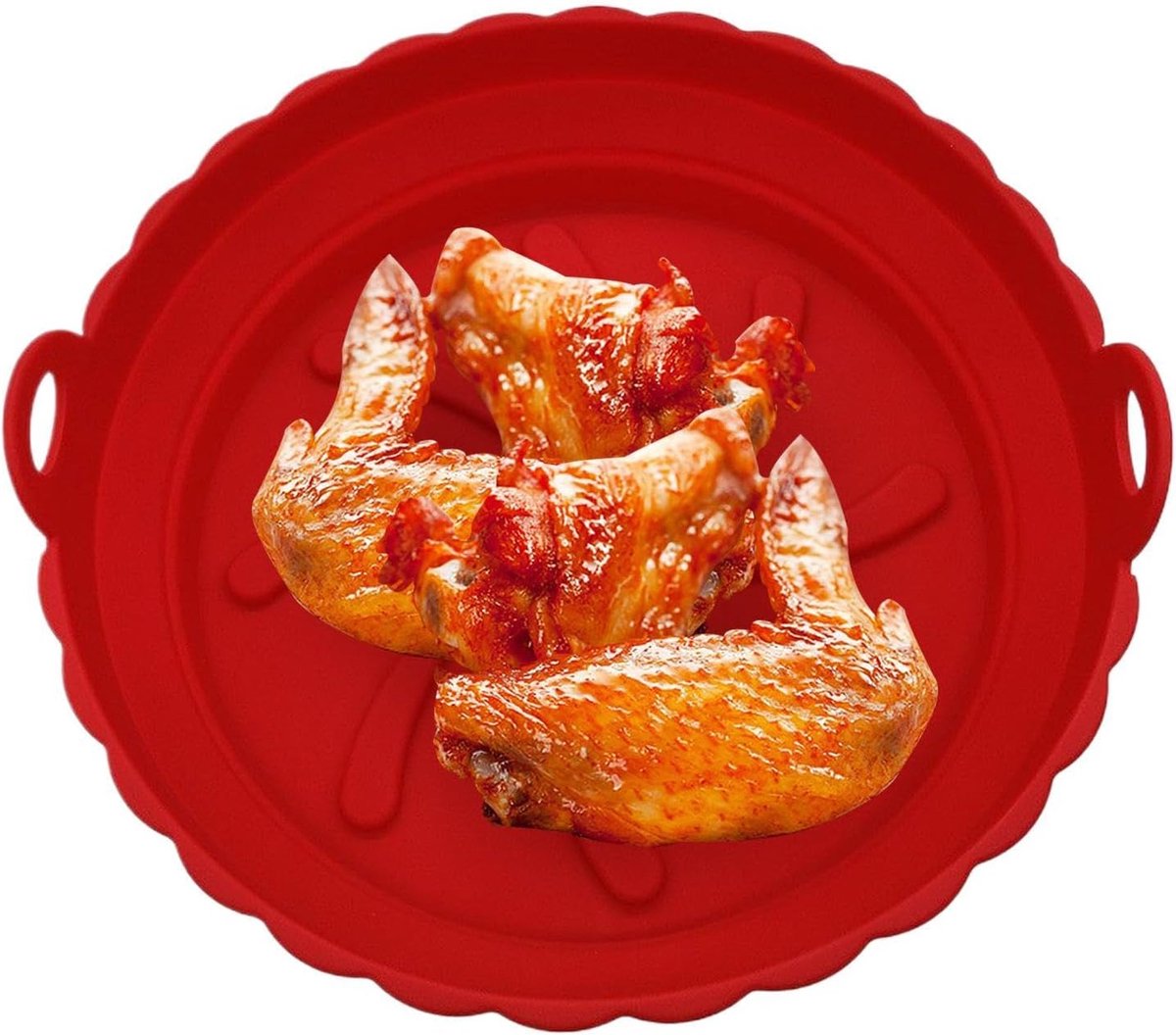 Airfryer Siliconen Bakjes Herbruikbare Ronde Bakken Gezond Koken Anti-aanbaklaag 20 cm Diameter Rood