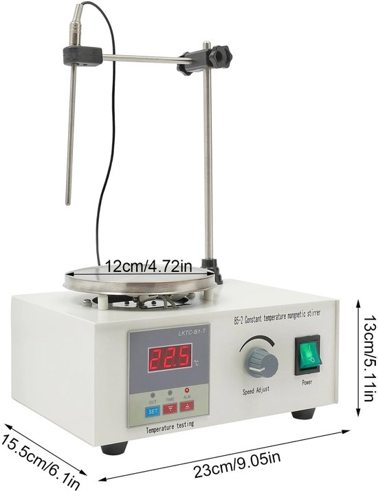 Velori Magneetroerder met Verwarming - Laboratorium Magneetroerder - Digitale Temperatuurregeling - 250W - 2000 RPM - 2 Liter van VELORI — afbeelding 3
