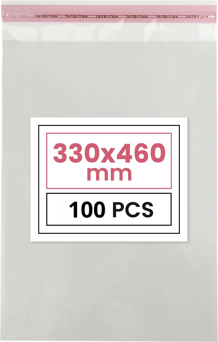 Plastic zakjes met plakstrim - 33x46 cm - transparant - 100 zakken