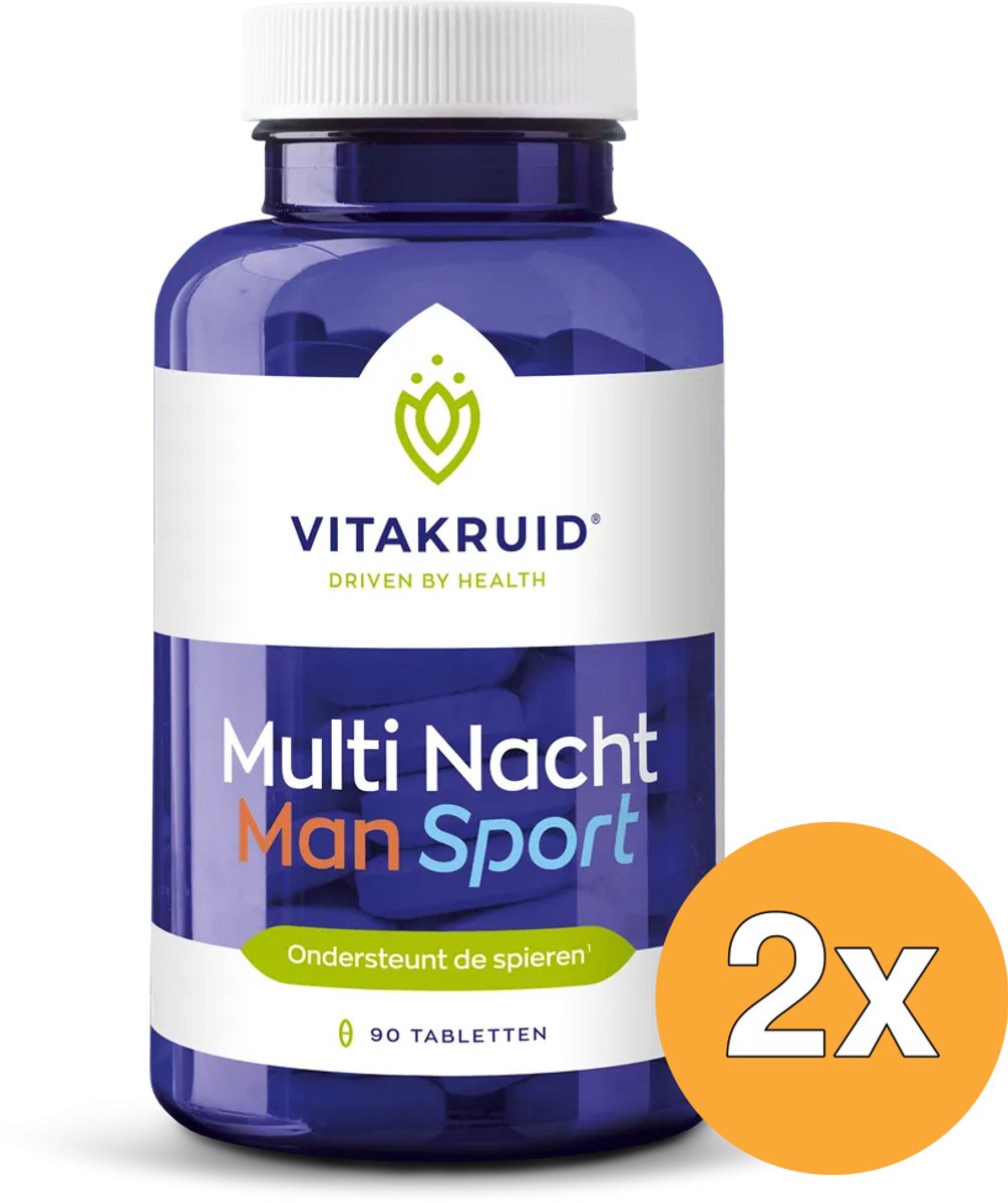2x Vitakruid Multi Nacht Man Sport 100% Vegan (90 tabletten)