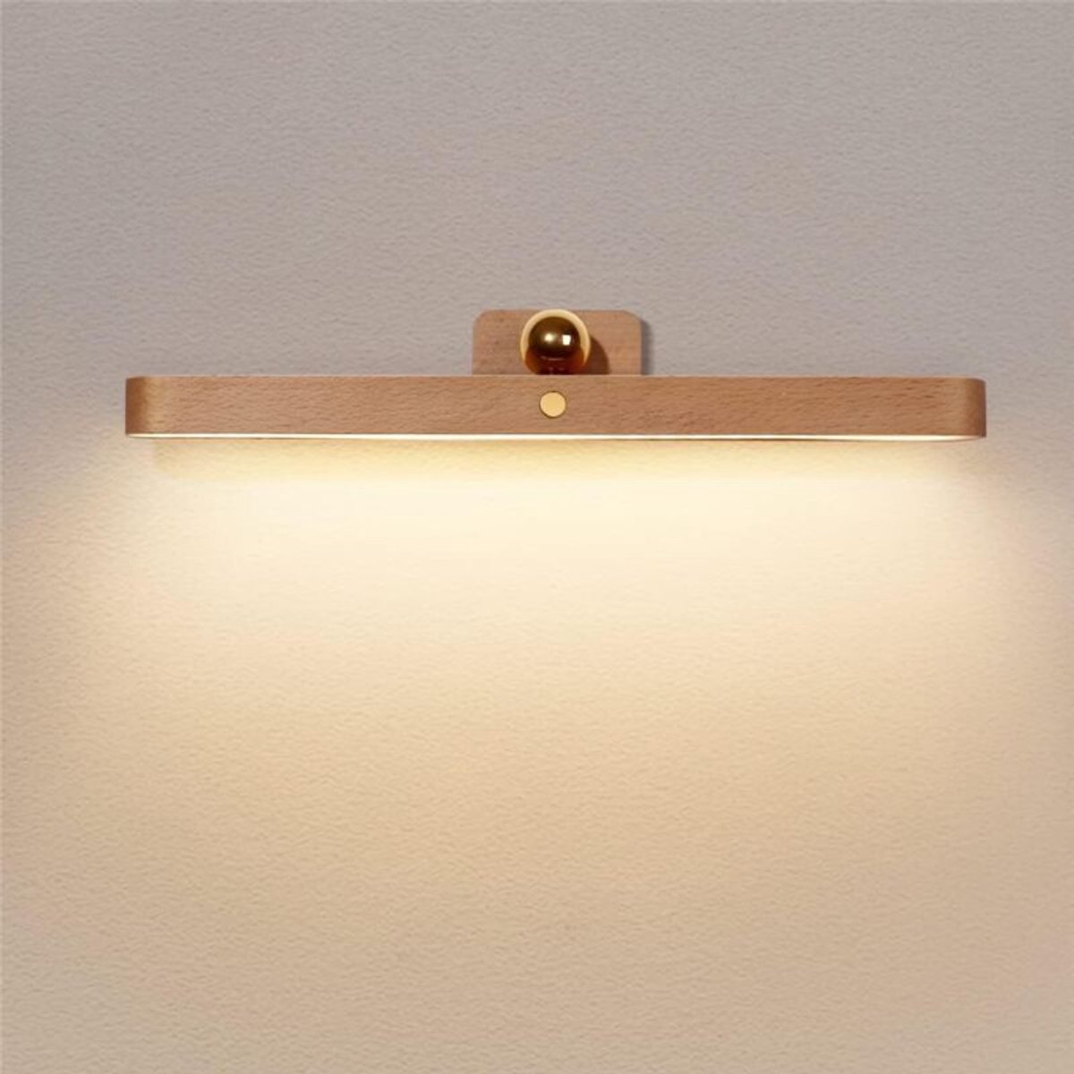 Dimbare LED-wandlamp van houtgeschikt voor aanraakschakelaar, oplaadbaar nachtlampje, geschikt voor slaapkamer of keuken.