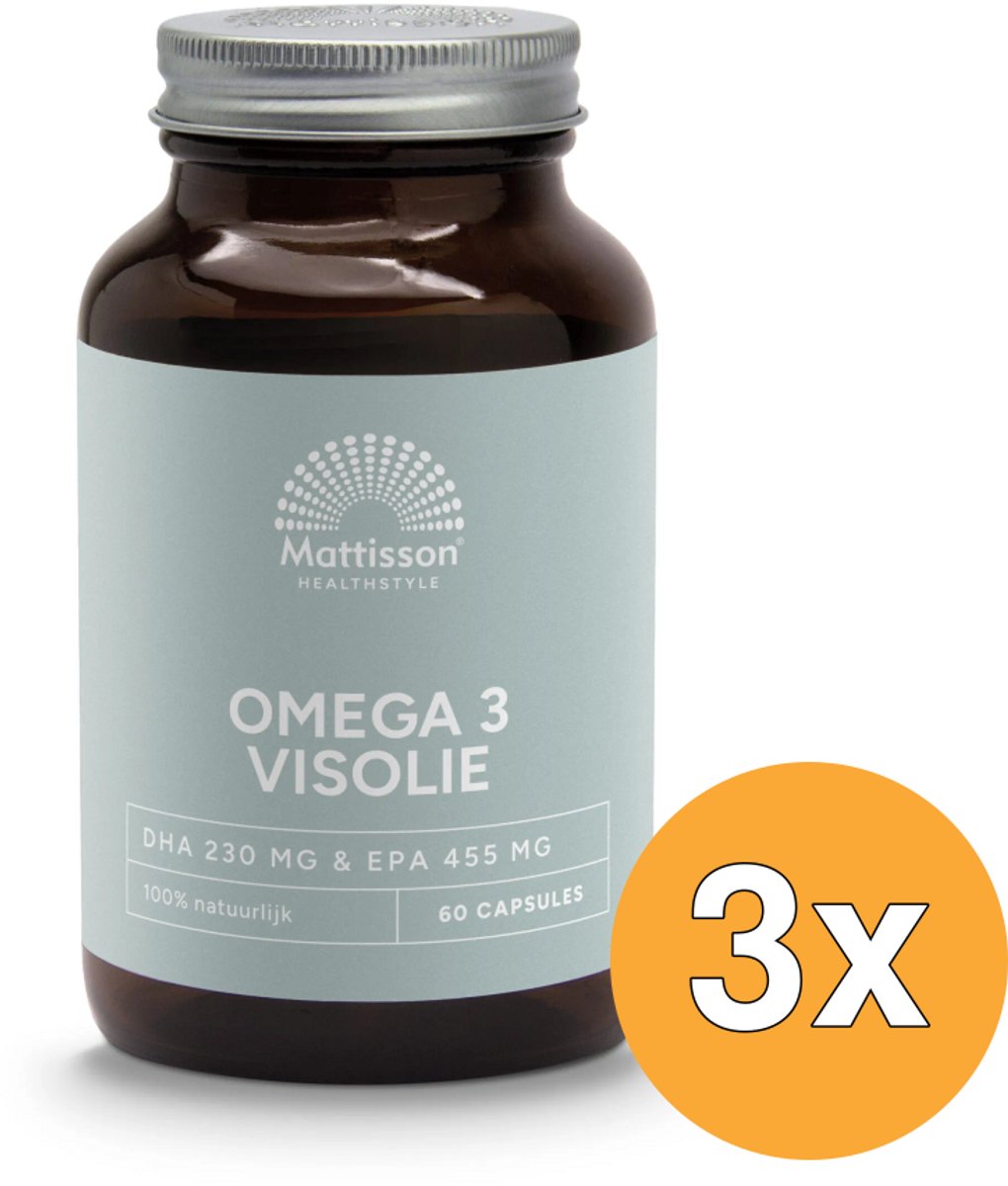 3x Mattisson Omega 3 Visolie 1000mg DHA 230 mg & EPA 455 mg (60 tabletten)