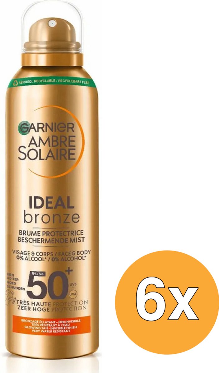 6x Garnier Ambre Solaire Ideal Bronze Mist SPF 50 (150 ml)