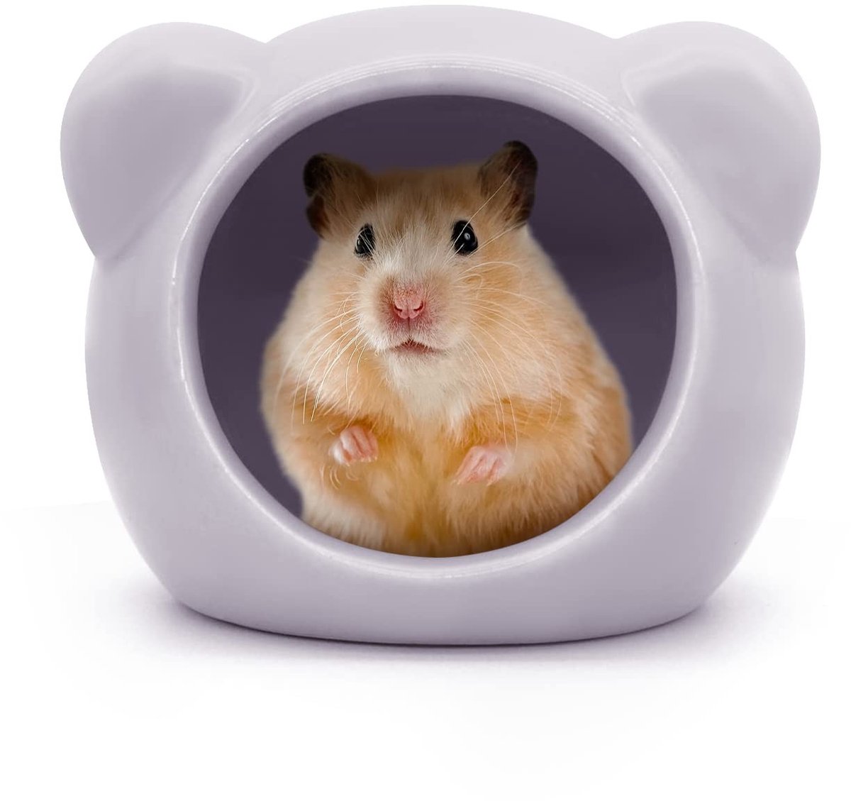 Dailygoods- Hamsterhuis Keramisch - Schattige Dierenvorm - Koele Schuilplaats - Habitatdecoratie - 9x9x10cm - Makkelijk Schoon te Maken - Dierenhuis