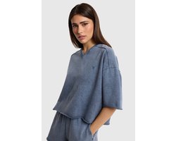 Alix The Label Ladies Knitted Cut Seam Sweat T-shirt Dames - Topjes - Blauw - Maat XS