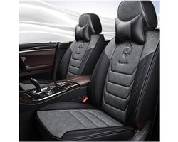 Stoelhoezen Universele Set - Autohoezen Interieur - Bescherming Auto - Waterdicht PU Leer - Set van 5 - Grijze Luxe
