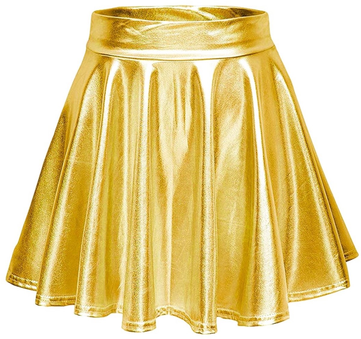 Dailygoods- Minirok - Metallic Glanzend - Geplisseerd - Hoge Taille - Elastische Damesrok - Lichtgewicht - Geschikt voor Feest/Carnaval - Rok