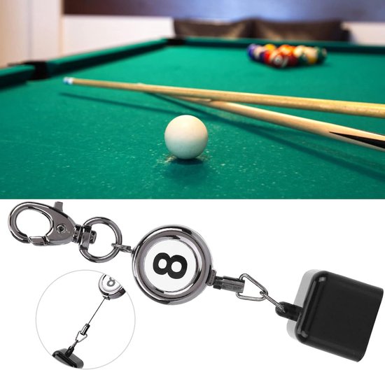 Keuhouder Keu - Krijthouder Accessoire - Biljart Spel - Intrekbaar Koord - 6 x 4 x 4 cm - Zwart — afbeelding 4