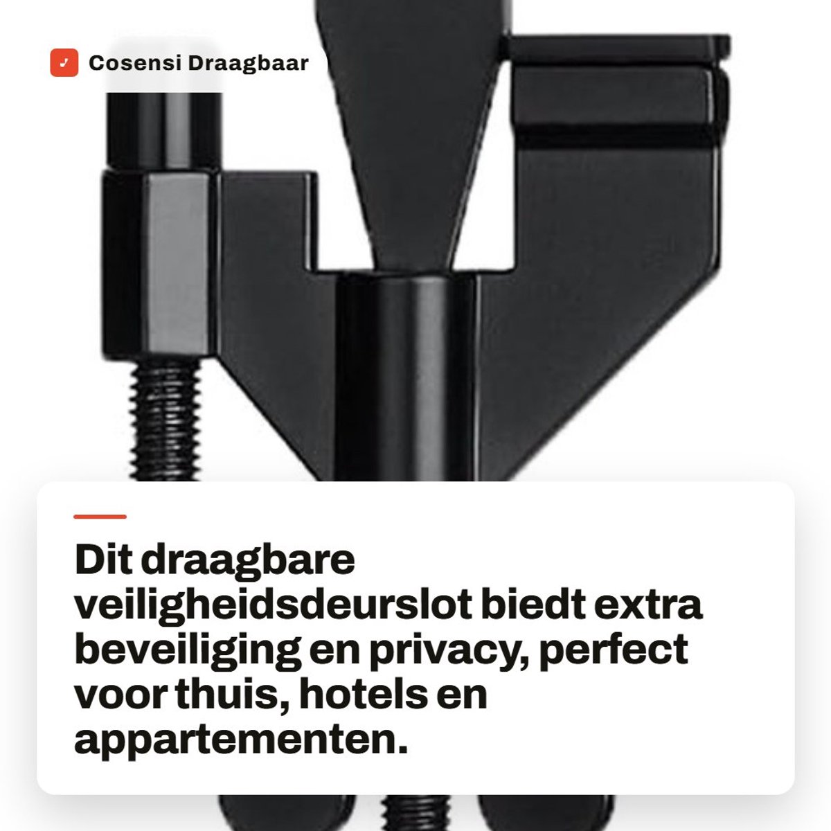 Dailygoods- Veiligheidsdeurslot Draagbaar - Extra Veiligheid - Reisdeurkluis - Lockdown-slot - Hoogwaardige Zinklegering - Corrosiebestendig - Deurslot