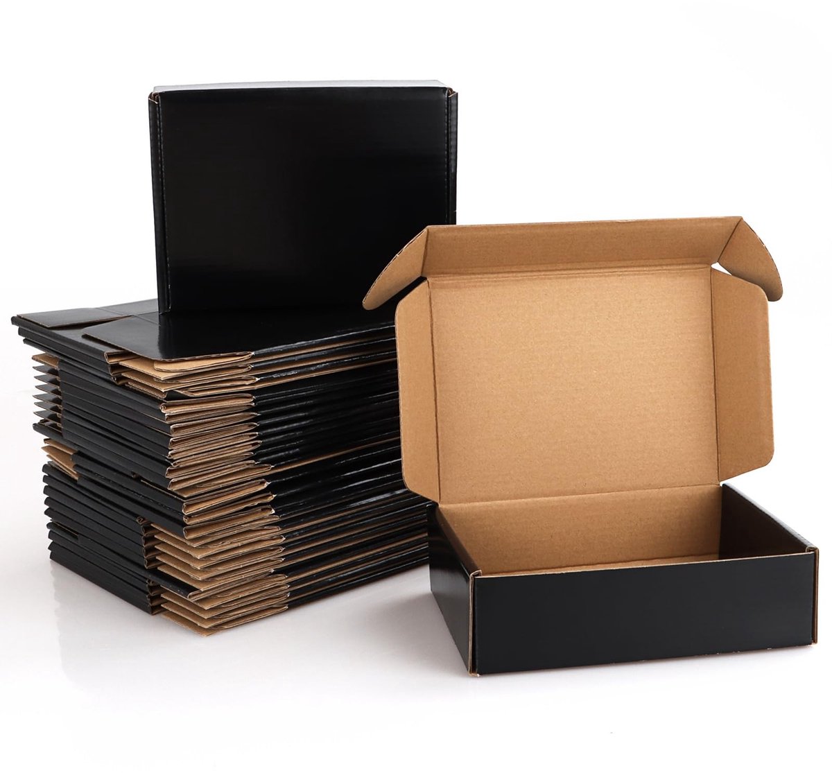 Dailygoods - 30 Stuks Zwarte Verzenddozen van Golfkarton - Kleine Geschenkdozen voor Verpakking