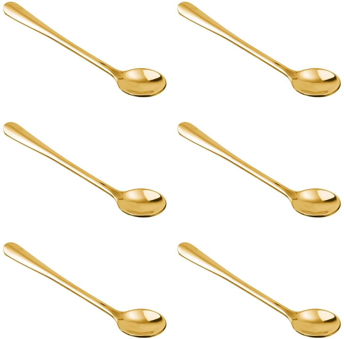 Dailygoods- Mini Lepel Goud - 6 Stuks - Roestvrij Staal - Compact - Voor Specerijen - Praktisch Ontwerp - 7,3 x 1,5 cm - Theelepels