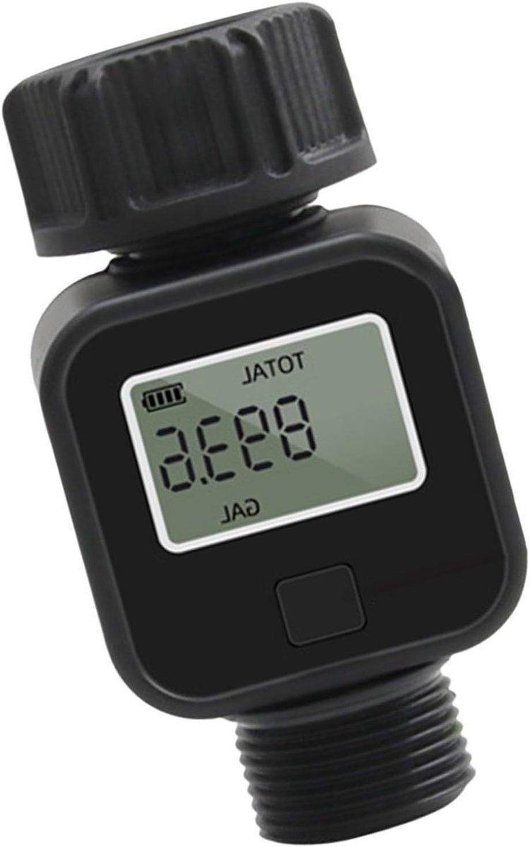 Tuinslang Waterstroommeter - Digitale Watermeter - Waterverbruik Meten - Automatische Stopfunctie - 3/4 Inch - Zwart
