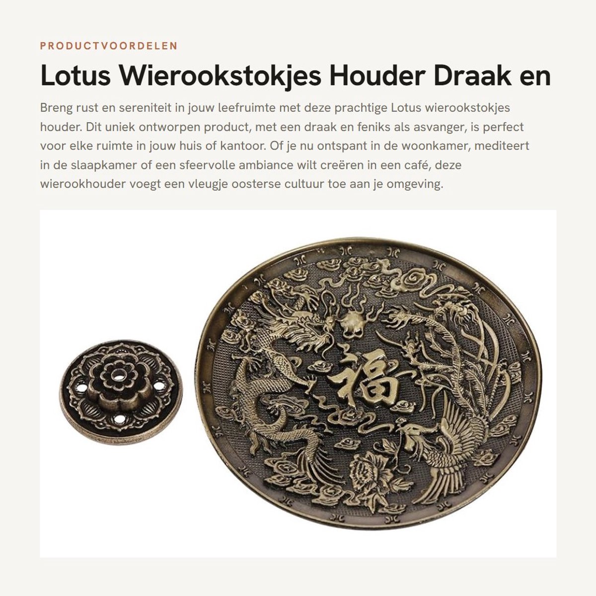 Dailygoods- Wierookhouder Brons - Wierookbrander - Draken/Feniks Asvanger - Legering - Uniek Ontwerp - Duurzaam Materiaal
