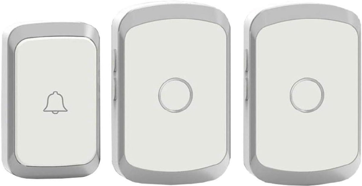Draadloze Deurbel Kit - Huis Kantoor - Melding Ontvangen - 300 Meter Bereik - 36 Melodieën - Zilver