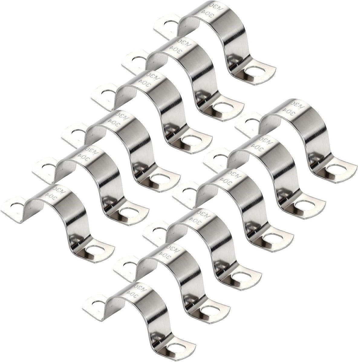 U-buisklemmen - Pijphouders - Leidingen Bevestigen - Roestvrij Staal - 12 Stuks - Zilverkleurig