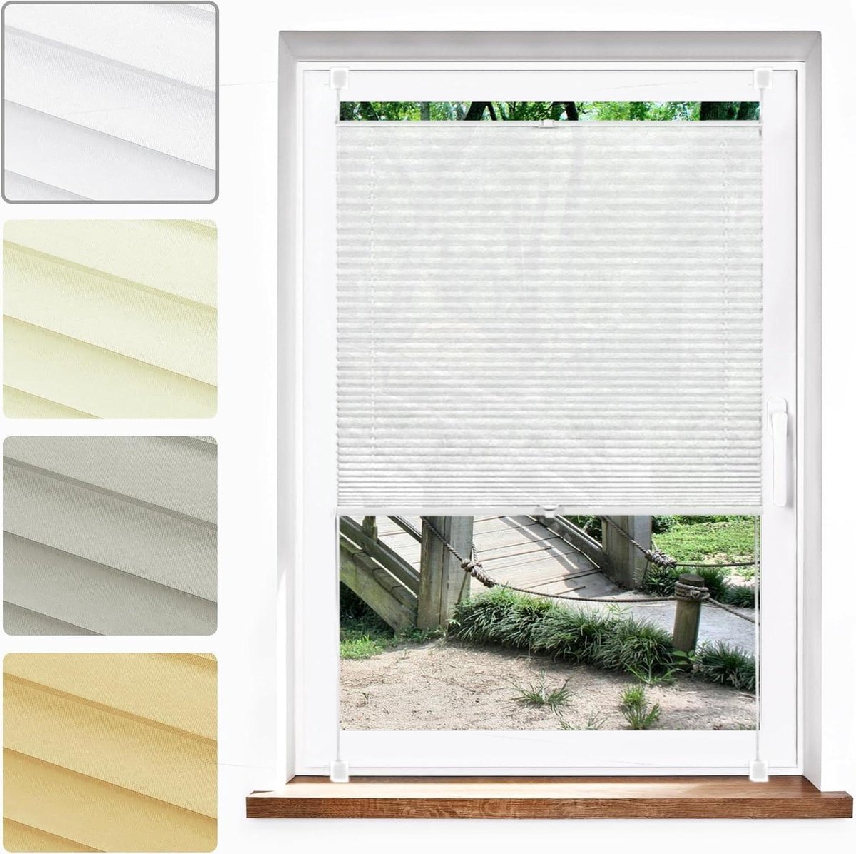 Plisségordijn - Papieren jaloezie - Zonwering inkijk - Top down bottom up - 88 x 160 cm -