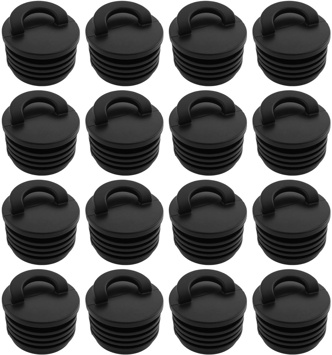 Dailygoods- Scupper Plugs 16 Stuks - Afvoerstop 40x27mm - Rubber - Zwart - Geschikt voor Kajaks/Kano's - Voorkomt Waterlekkage - Afvoerpluggen
