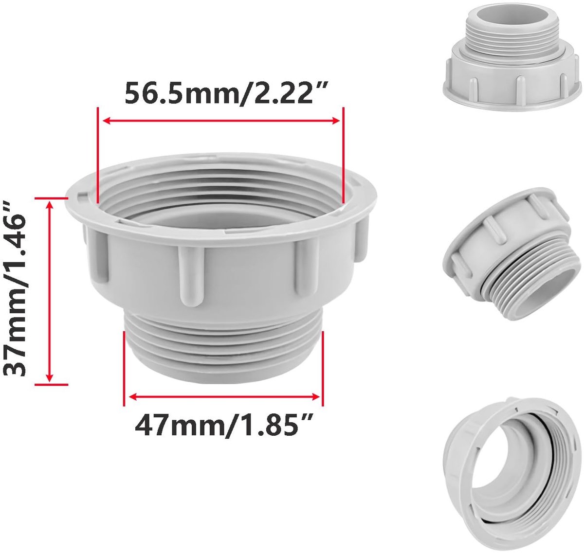 Dailygoods - Reducer Adapter voor Siphons - 56.5mm naar 47mm - Flexibele Aansluiting