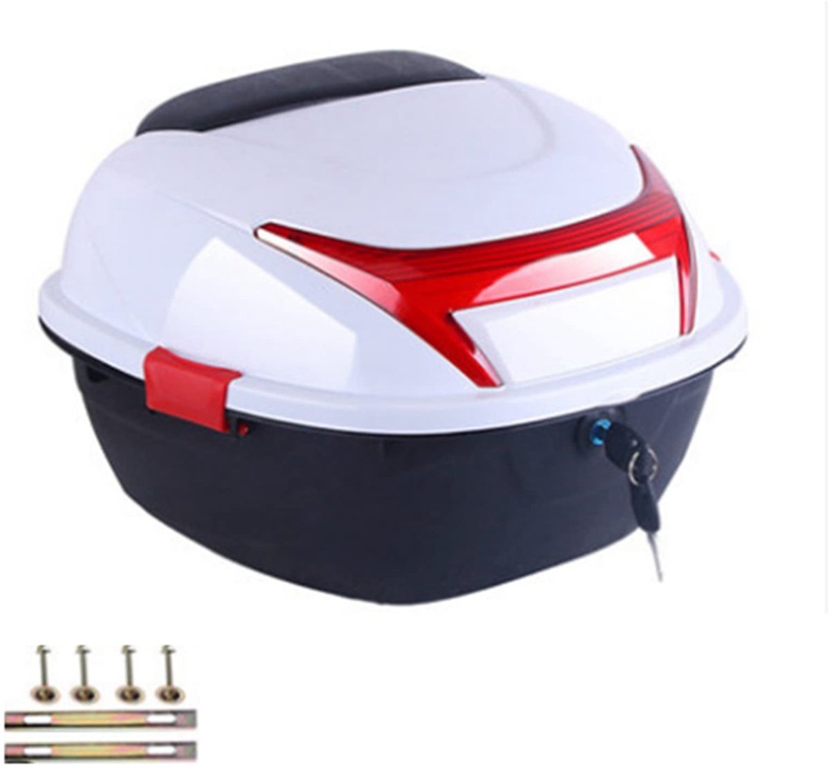 Dailygoods - Motorcycle Tail Box - Topkoffer - Grote Capaciteit - Universeel - Helm Bagageopslag - Ideaal voor Elektromobiel - 41x40x28 cm