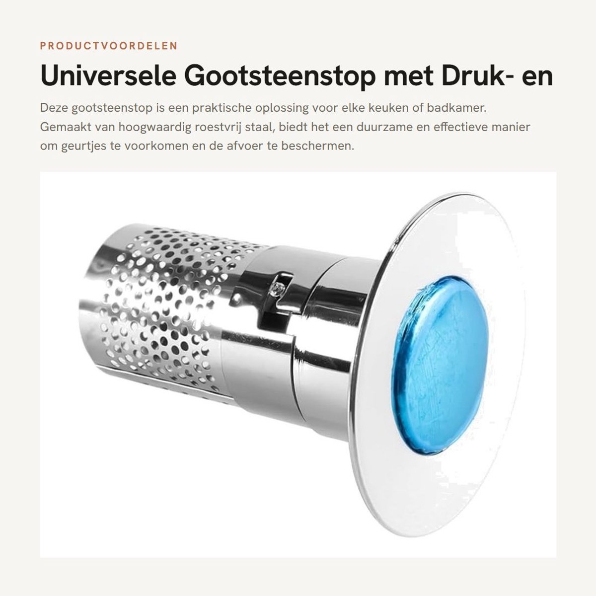Dailygoods - Universele Gootsteenstop met Druk- en Sluitfunctie